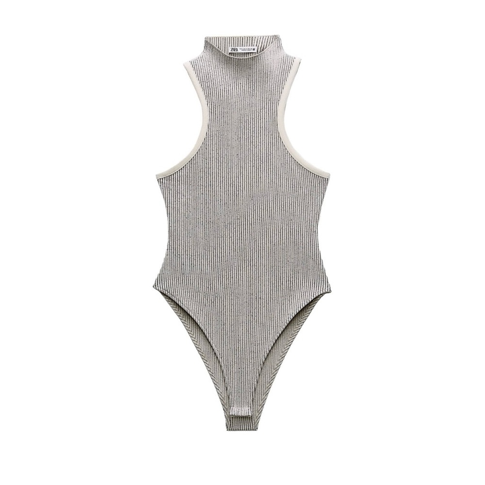 Zara Ribbed Halter Bodysuit - Small